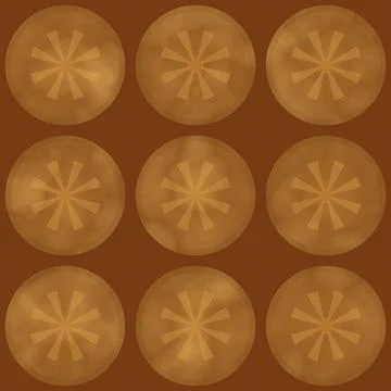 Geometric circular patterns with radial lines on brown background Stock Illustration