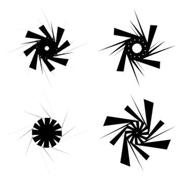 Geometric circular shapes. Circular textured  black and white elements Stock Illustration