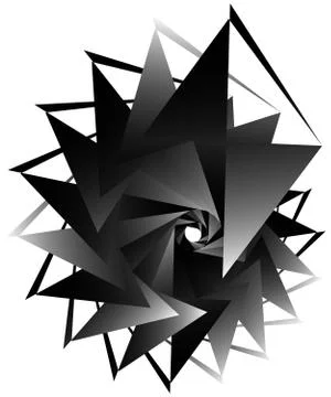Geometric circular spiral. Abstract angular, edgy shape in rotating fashion Stock Illustration