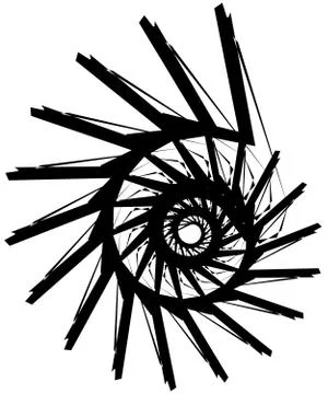 Geometric circular spiral. Abstract angular, edgy shape in rotating fashion イラスト素材