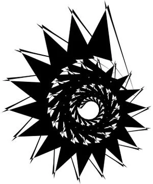 Geometric circular spiral. Abstract angular, edgy shape in rotating fashion Illustrazione stock