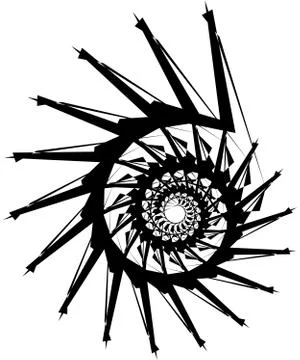 Geometric circular spiral. Abstract angular, edgy shape in rotating fashion Stock Illustration