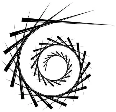 Geometric circular spiral. Abstract angular, edgy shape in rotating fashion イラスト素材