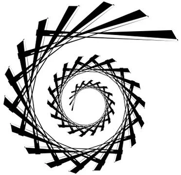 Geometric circular spiral. Abstract angular, edgy shape in rotating fashion イラスト素材