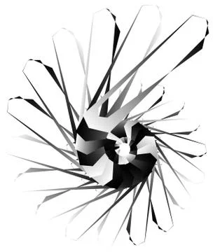 Geometric circular spiral. Abstract angular, edgy shape in rotating fashion Illustrazione stock
