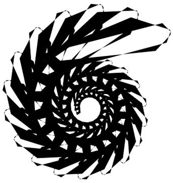 Geometric circular spiral. Abstract angular, edgy shape in rotating fashion イラスト素材
