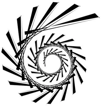 Geometric circular spiral. Abstract angular, edgy shape in rotating fashion イラスト素材