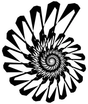 Geometric circular spiral. Abstract angular, edgy shape in rotating fashion イラスト素材