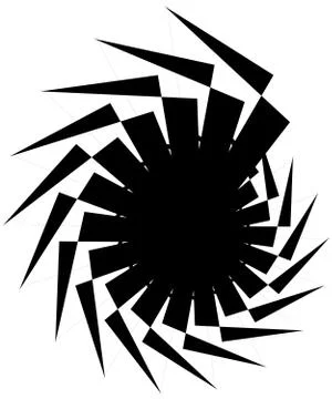 Geometric circular spiral. Abstract angular, edgy shape in rotating fashion 库存插图