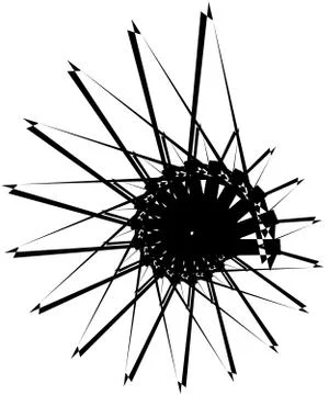 Geometric circular spiral. Abstract angular, edgy shape in rotating fashion Stockillustratie