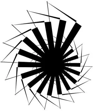 Geometric circular spiral. Abstract angular, edgy shape in rotating fashion Stock Illustration