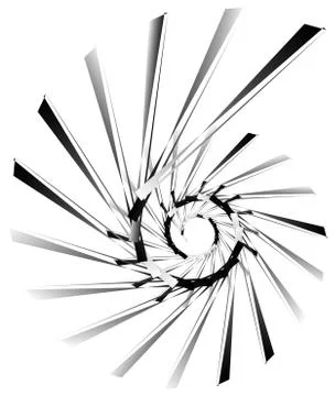 Geometric circular spiral. Abstract angular, edgy shape in rotating fashion イラスト素材