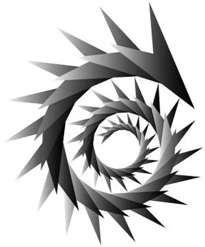 Geometric circular spiral. Abstract angular, edgy shape in rotating fashion 스톡 일러스트