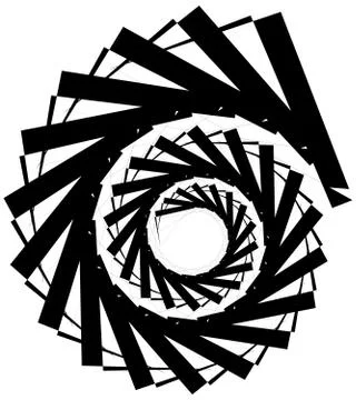 Geometric circular spiral. Abstract angular, edgy shape in rotating fashion Stock Illustration
