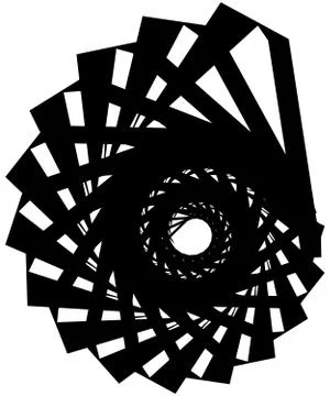 Geometric circular spiral. Abstract angular, edgy shape in rotating fashion イラスト素材