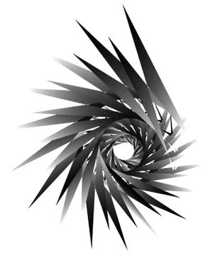 Geometric circular spiral. Abstract angular, edgy shape in rotating fashion 库存插图