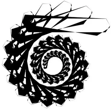 Geometric circular spiral. Abstract angular, edgy shape in rotating fashion イラスト素材