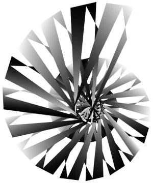 Geometric circular spiral. Abstract angular, edgy shape in rotating fashion Illustrazione stock