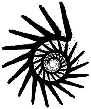 Geometric circular spiral. Abstract angular, edgy shape in rotating fashion Stockillustratie