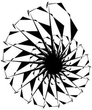 Geometric circular spiral. Abstract angular, edgy shape in rotating fashion イラスト素材