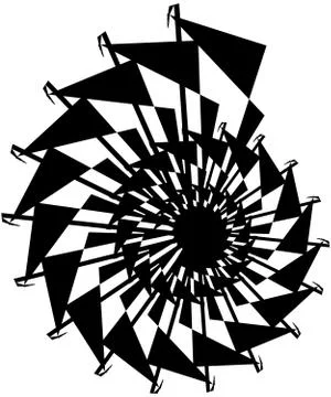 Geometric circular spiral. Abstract angular, edgy shape in rotating fashion Stock-Illustration