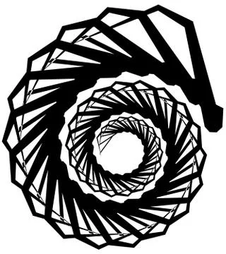Geometric circular spiral. Abstract angular, edgy shape in rotating fashion イラスト素材