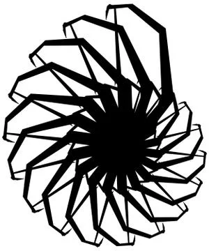 Geometric circular spiral. Abstract angular, edgy shape in rotating fashion Stockillustratie