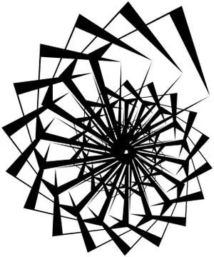 Geometric circular spiral. Abstract angular, edgy shape in rotating fashion 库存插图