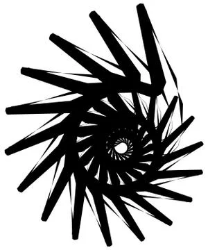 Geometric circular spiral. Abstract angular, edgy shape in rotating fashion Illustrazione stock