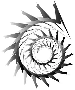 Geometric circular spiral. Abstract angular, edgy shape in rotating fashion イラスト素材