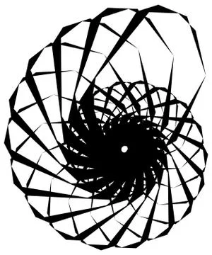 Geometric circular spiral. Abstract angular, edgy shape in rotating fashion Stockillustratie