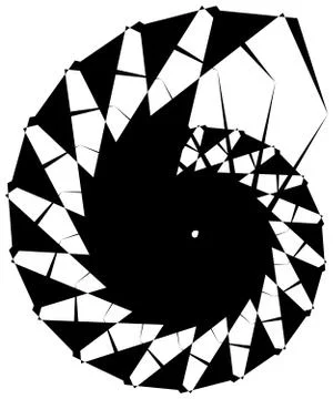 Geometric circular spiral. Abstract angular, edgy shape in rotating fashion 库存插图