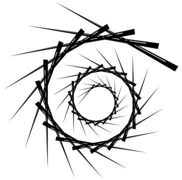 Geometric circular spiral. Abstract angular, edgy shape in rotating fashion イラスト素材