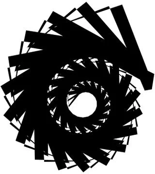 Geometric circular spiral. Abstract angular, edgy shape in rotating fashion Illustrazione stock