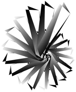 Geometric circular spiral. Abstract angular, edgy shape in rotating fashion 库存插图