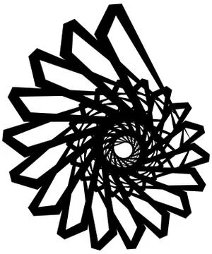 Geometric circular spiral. Abstract angular, edgy shape in rotating fashion イラスト素材