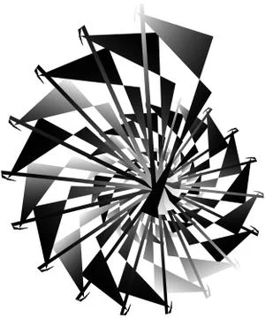 Geometric circular spiral. Abstract angular, edgy shape in rotating fashion Stock Illustration