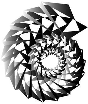 Geometric circular spiral. Abstract angular, edgy shape in rotating fashion イラスト素材