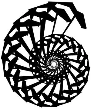 Geometric circular spiral. Abstract angular, edgy shape in rotating fashion イラスト素材