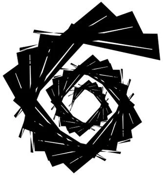 Geometric circular spiral. Abstract angular, edgy shape in rotating fashion Stockillustratie