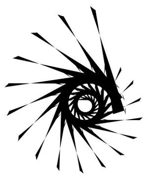 Geometric circular spiral. Abstract angular, edgy shape in rotating fashion 库存插图