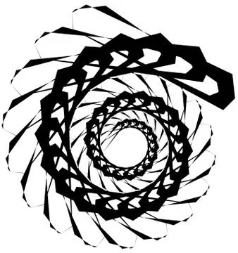 Geometric circular spiral. Abstract angular, edgy shape in rotating fashion イラスト素材