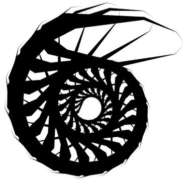 Geometric circular spiral. Abstract angular, edgy shape in rotating fashion イラスト素材