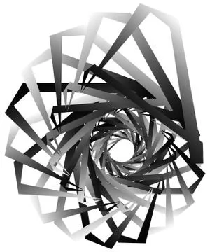 Geometric circular spiral. Abstract angular, edgy shape in rotating fashion イラスト素材