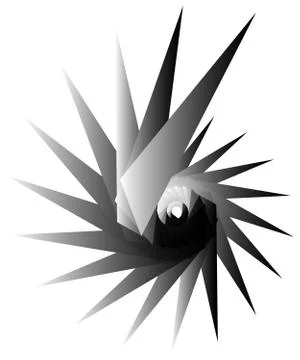 Geometric circular spiral. Abstract angular, edgy shape in rotating fashion Illustrazione stock