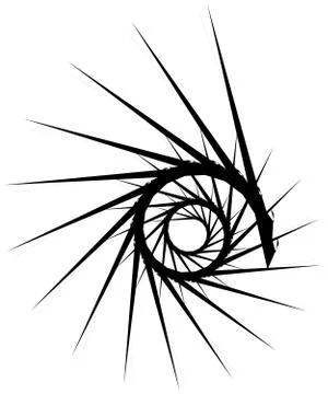Geometric circular spiral. Abstract angular, edgy shape in rotating fashion Stock Illustration