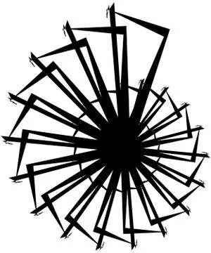 Geometric circular spiral. Abstract angular, edgy shape in rotating fashion イラスト素材