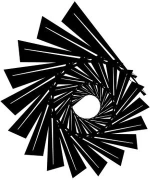 Geometric circular spiral. Abstract angular, edgy shape in rotating fashion イラスト素材