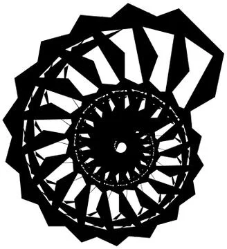 Geometric circular spiral. Abstract angular, edgy shape in rotating fashion Stockillustratie