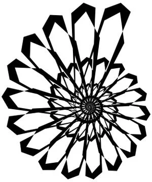 Geometric circular spiral. Abstract angular, edgy shape in rotating fashion Illustrazione stock